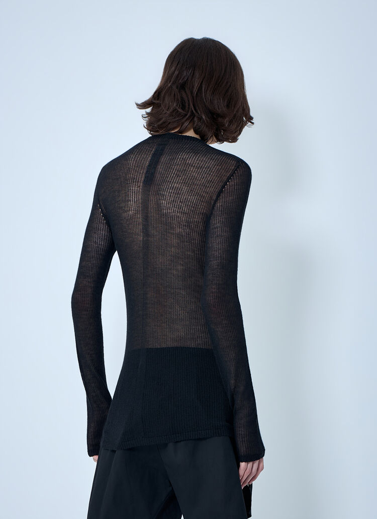 Rick Owens 透视针织长袖上衣 黑色 ric0164002